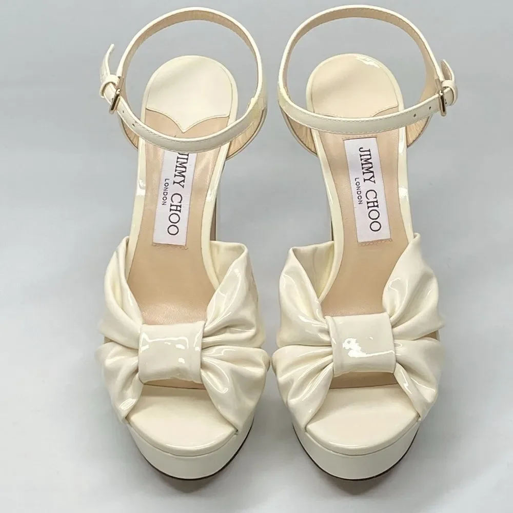 Jimmy Choo Patent Leather Ankle-Strap Platform Sandals